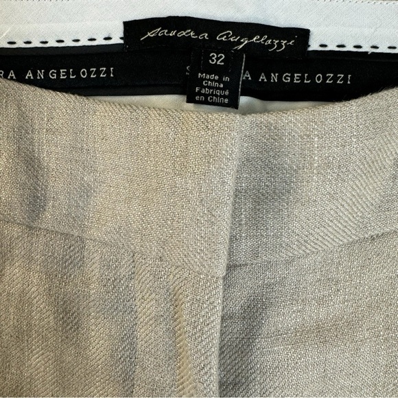 Sandra Angelozzi Wide Leg Tan Linen Trouser Pants Womens Size 32 - Picture 2 of 6